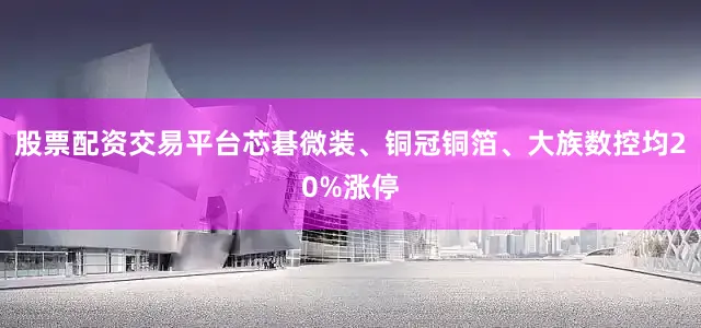 股票配资交易平台芯碁微装、铜冠铜箔、大族数控均20%涨停